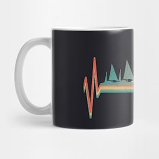 Sailing Sailor Boat Yacht Heartbeat Retro Vintage Mug